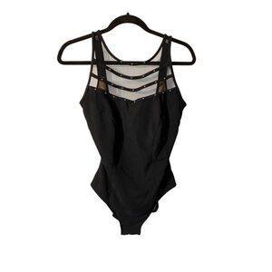 Carol wior one piece underwire, sheer gold, detailed swimsuit, size 12